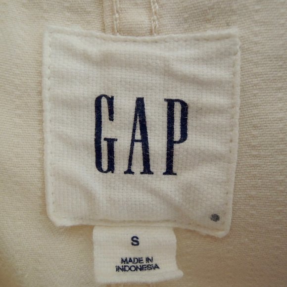 GAP White & Black Striped Mixed Media Denim Button Front Jacket S - Picture 9 of 11